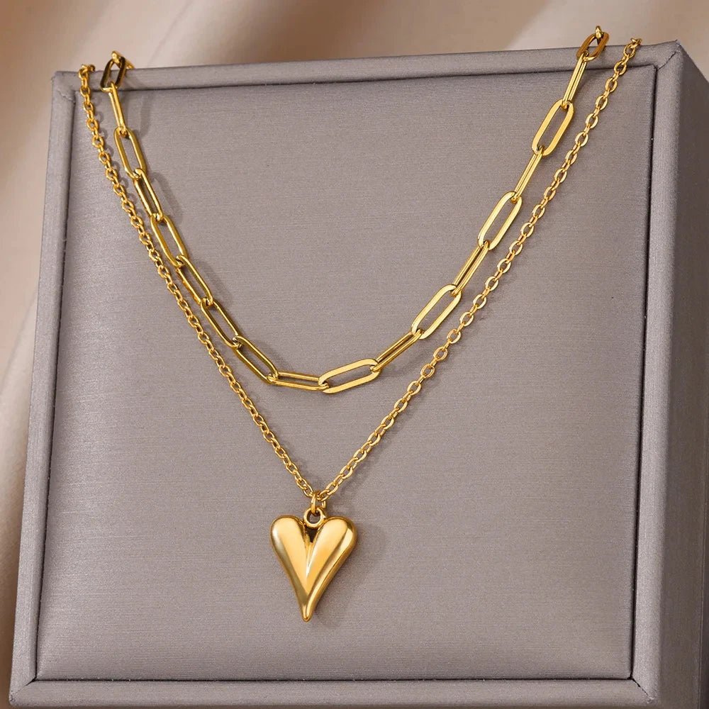 Gold Color Heart Pendant Necklace - TarotCats Co.