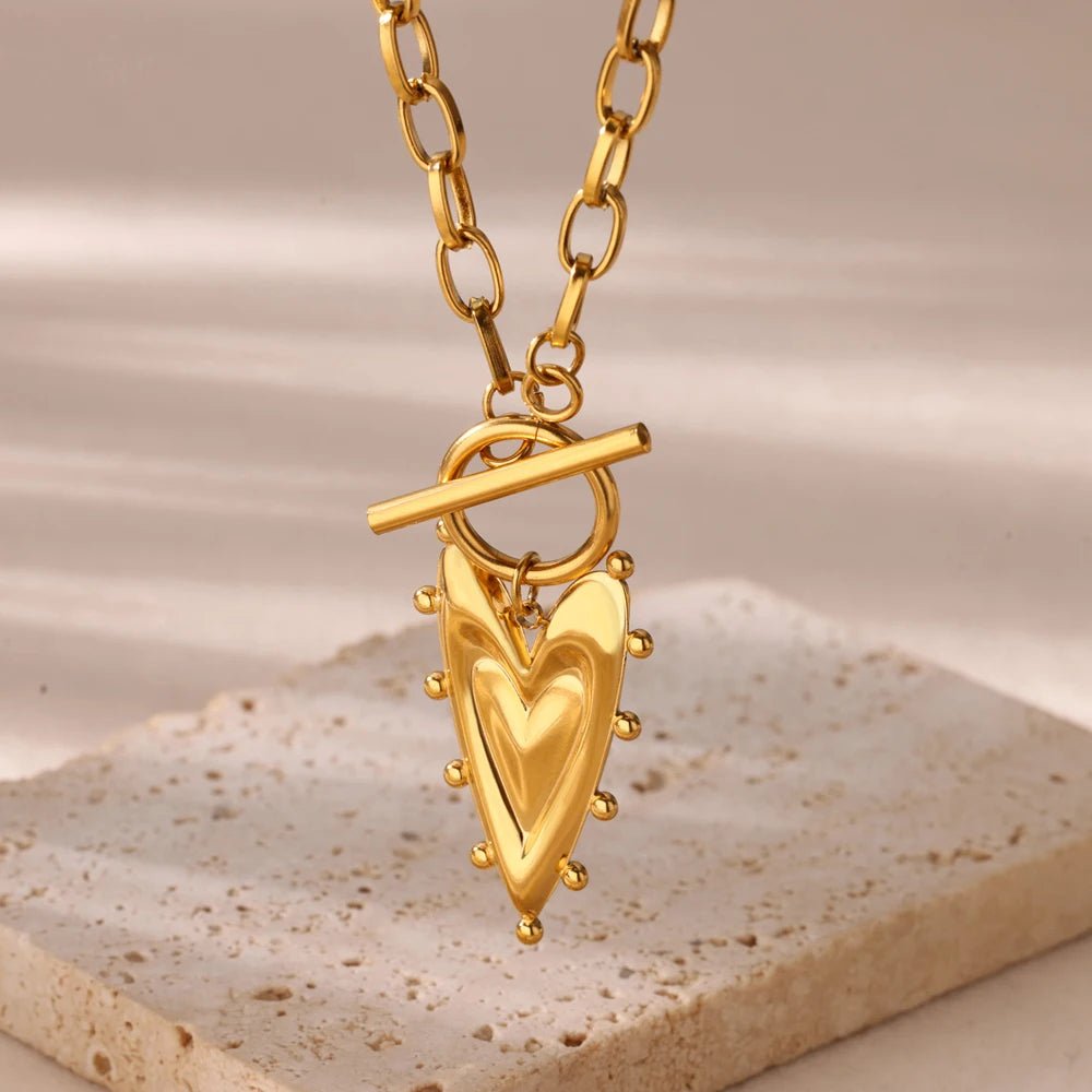 Gold Color Heart Pendant Necklace - TarotCats Co.