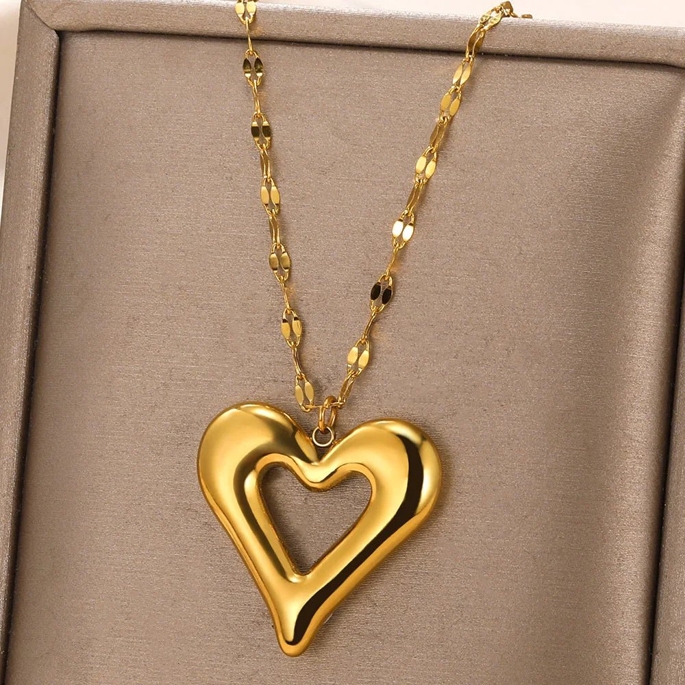 Gold Color Heart Pendant Necklace - TarotCats Co.