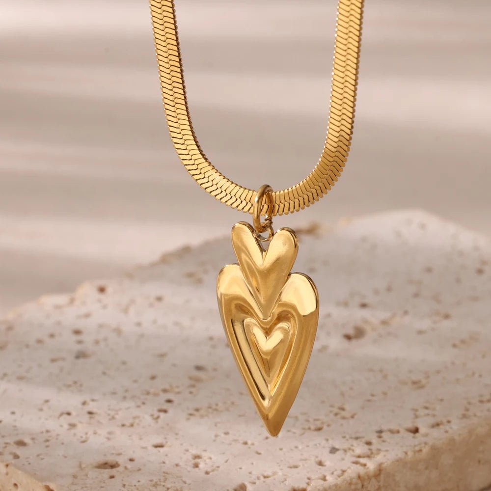 Gold Color Heart Pendant Necklace - TarotCats Co.