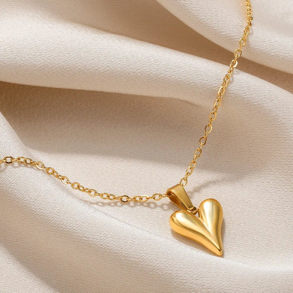 Gold Color Heart Pendant Necklace - TarotCats Co.