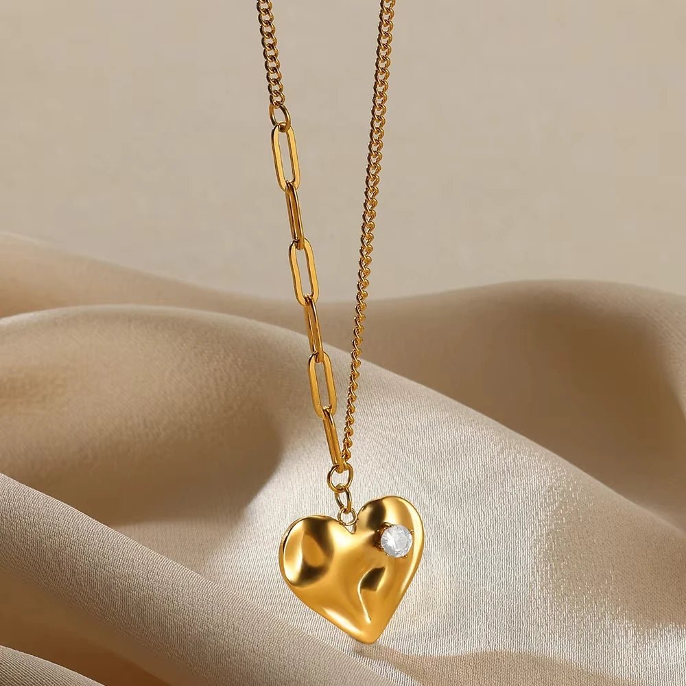 Gold Color Heart Pendant Necklace - TarotCats Co.