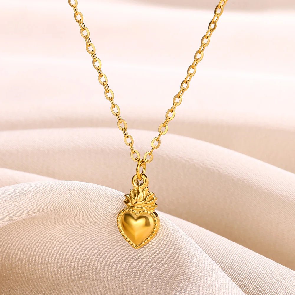 Gold Color Heart Pendant Necklace - TarotCats Co.