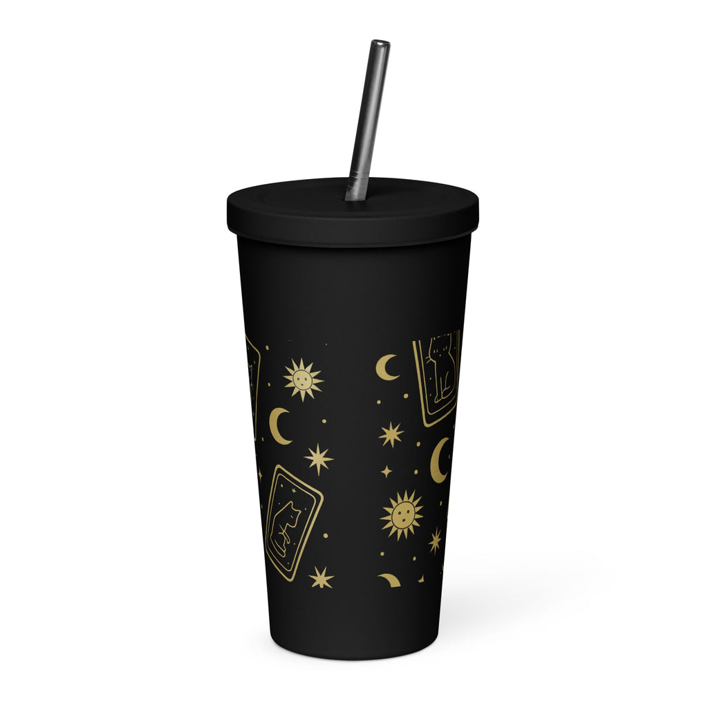 Insulated tumbler with a straw - TarotCats Co.