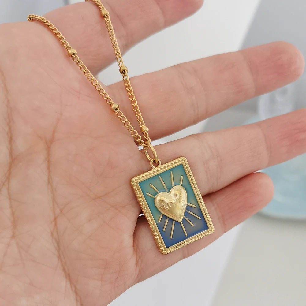 Pendant Necklace Evil Eye Red Heart - TarotCats Co.