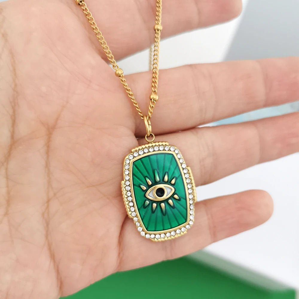 Pendant Necklace Evil Eye Red Heart - TarotCats Co.