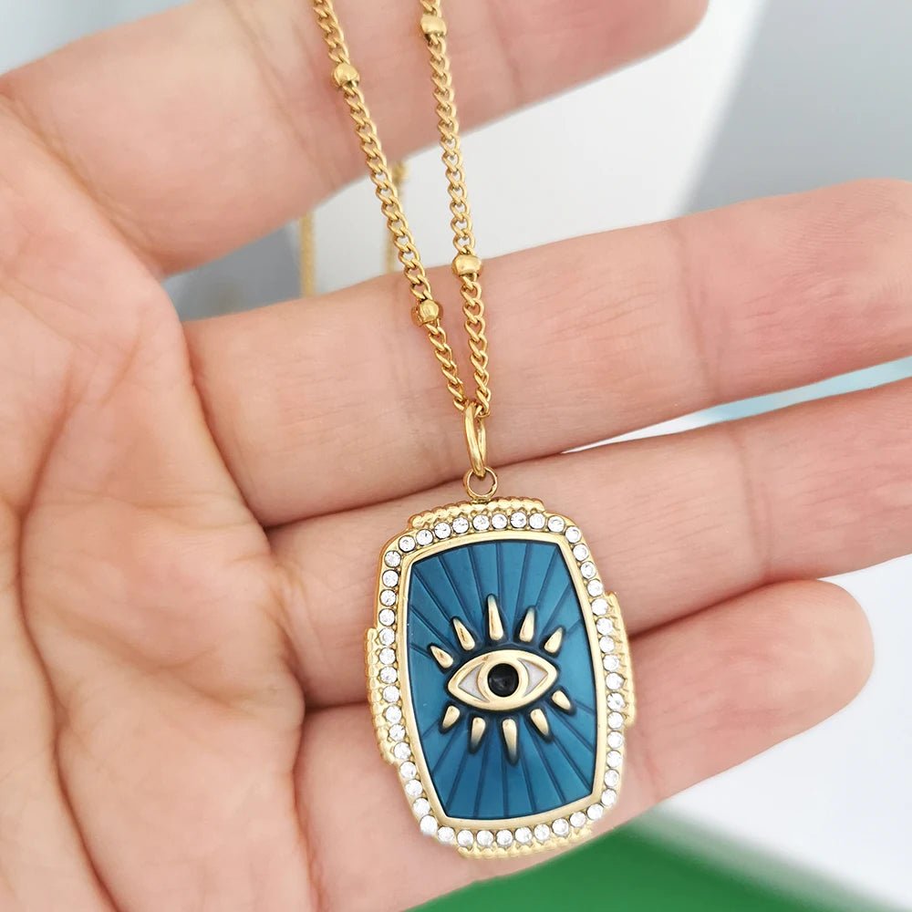 Pendant Necklace Evil Eye Red Heart - TarotCats Co.