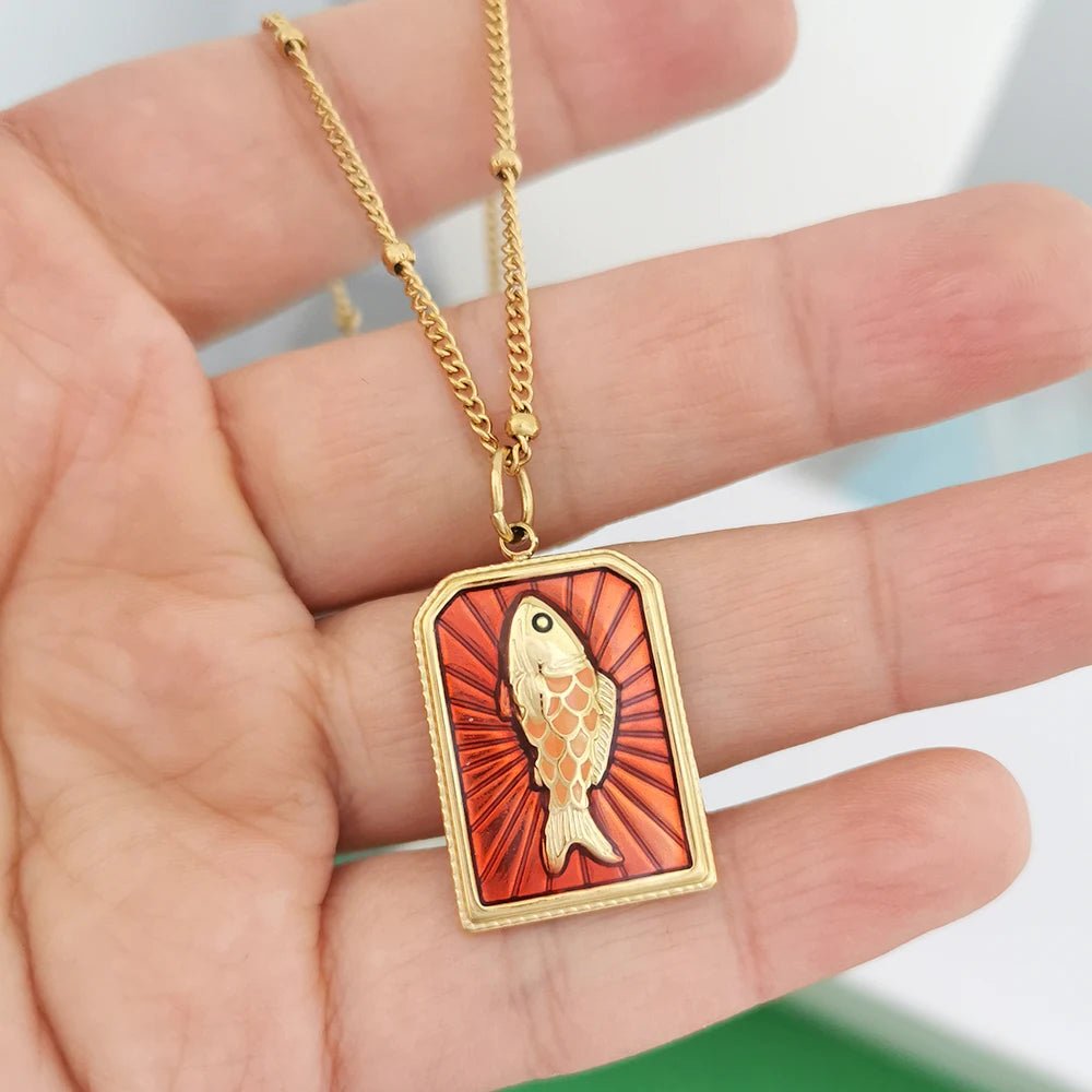 Pendant Necklace Evil Eye Red Heart - TarotCats Co.