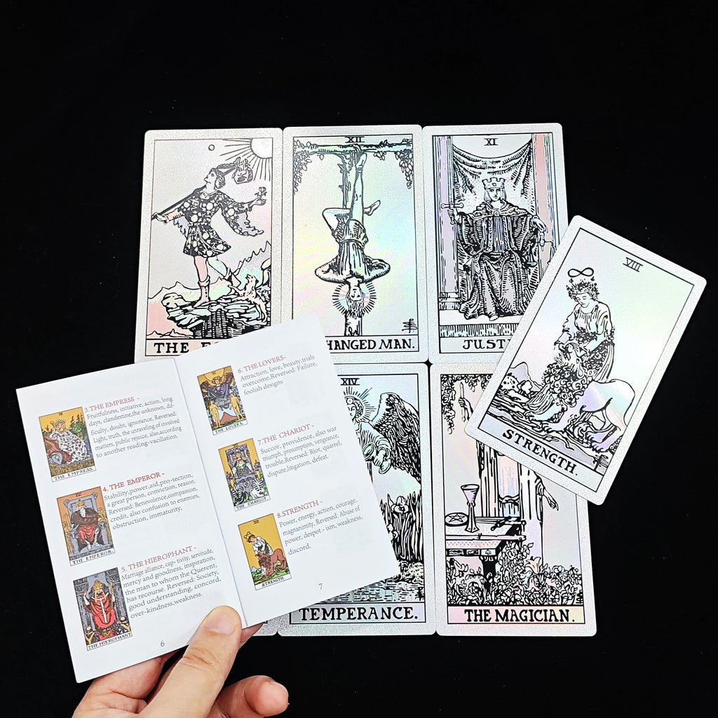 Silver Foil Retro Tarot Cards Deck - TarotCats Co.