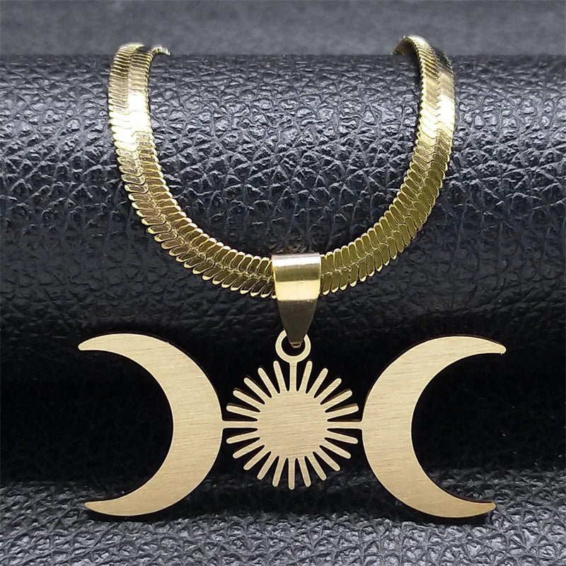 Triple Greek Moon Necklace - TarotCats Co.