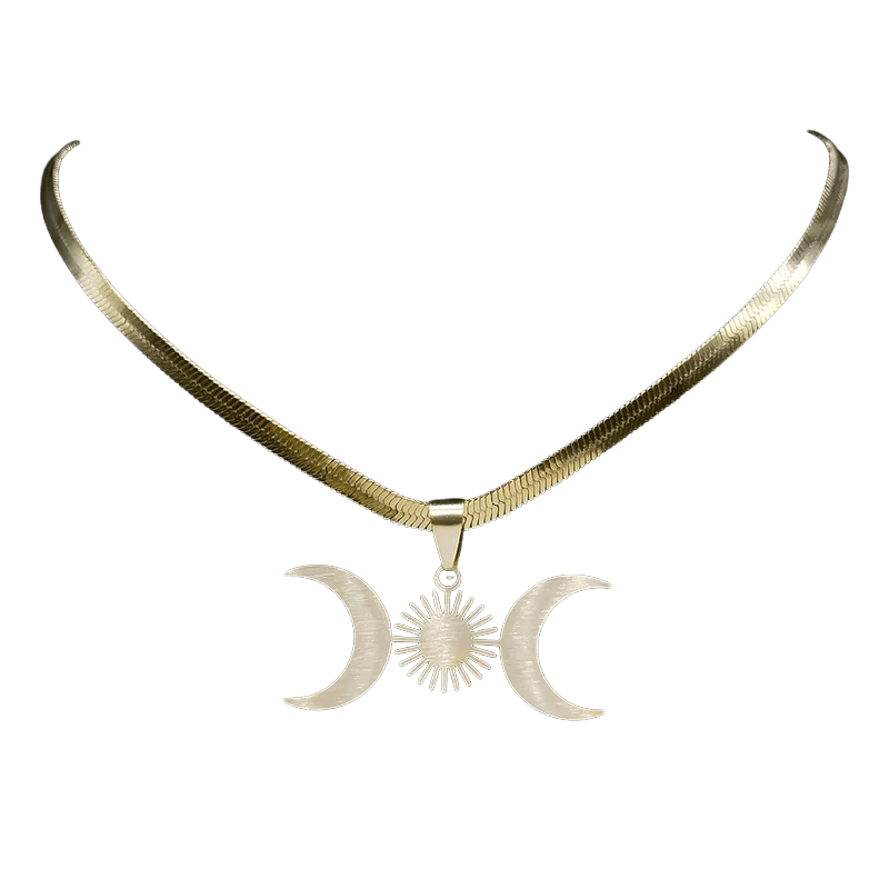 Triple Greek Moon Necklace - TarotCats Co.