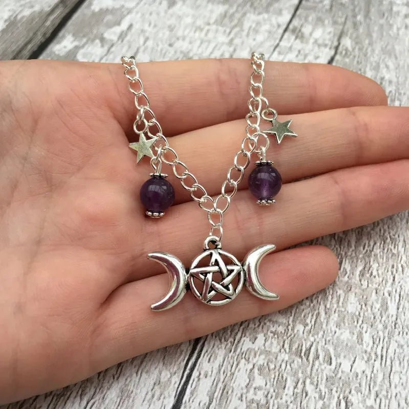 Triple Moon Amethyst Bracelet - TarotCats Co.