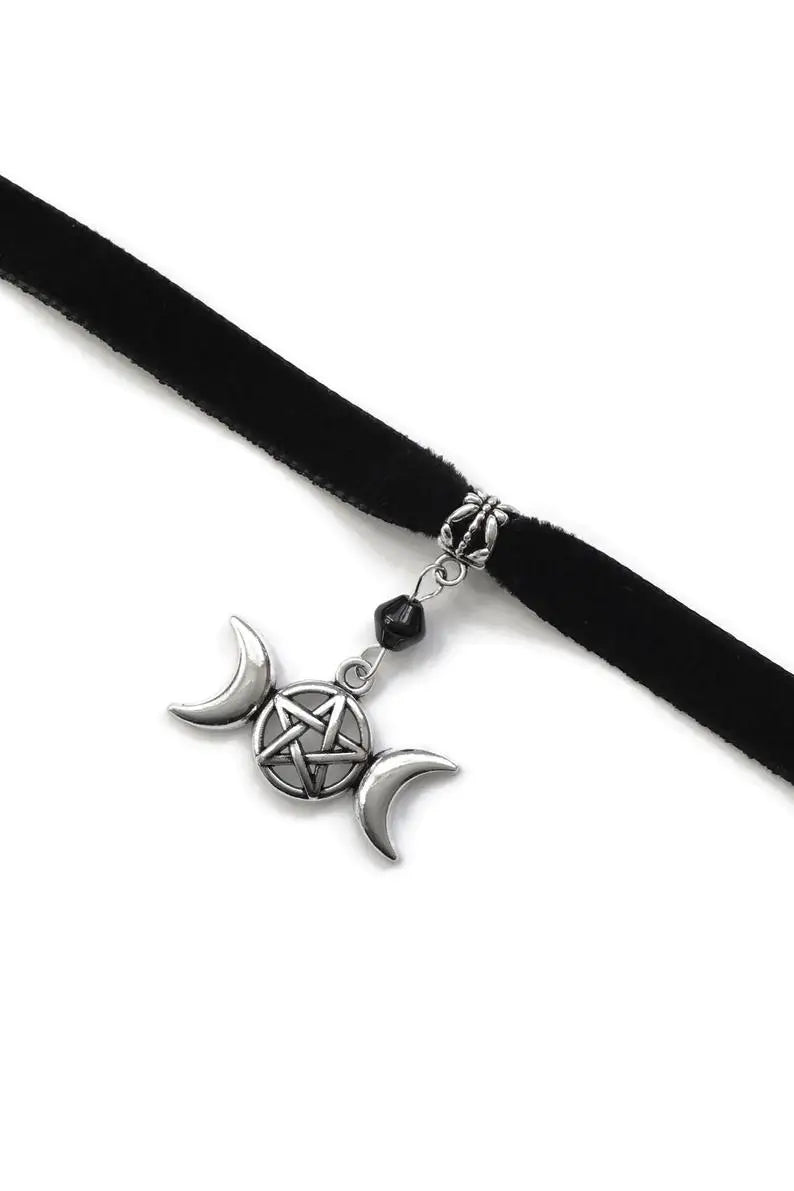 Triple Moon Choker Necklace - TarotCats Co.