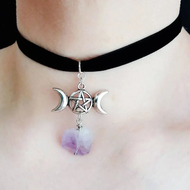 Triple Moon Choker Necklace - TarotCats Co.
