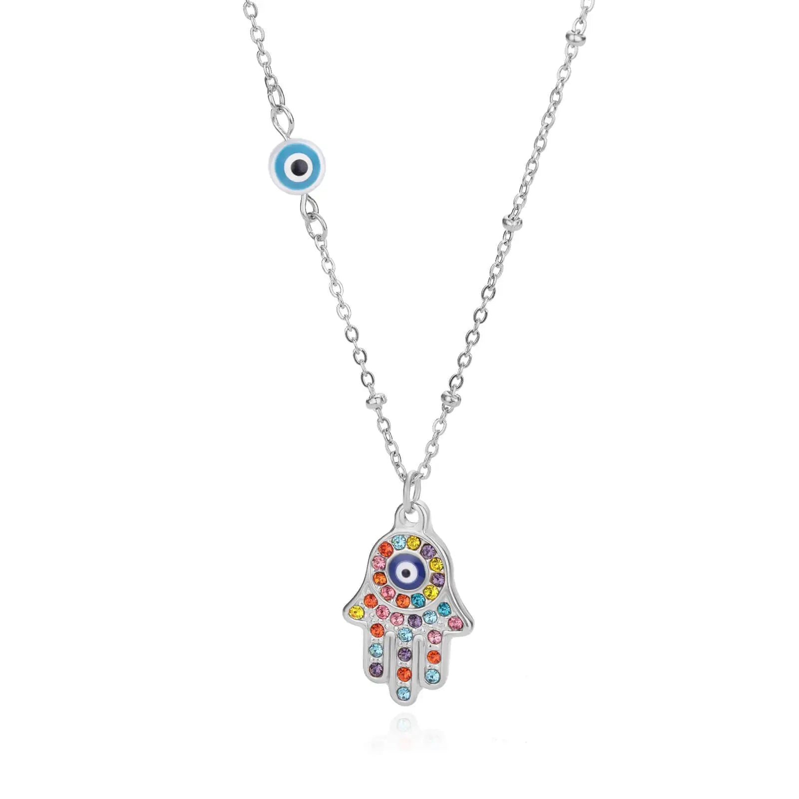 Turkish Hamsa Evil Eye Necklace For Women In Gold Stainless Steel Pendant Protection Jewelry - TarotCats Co.