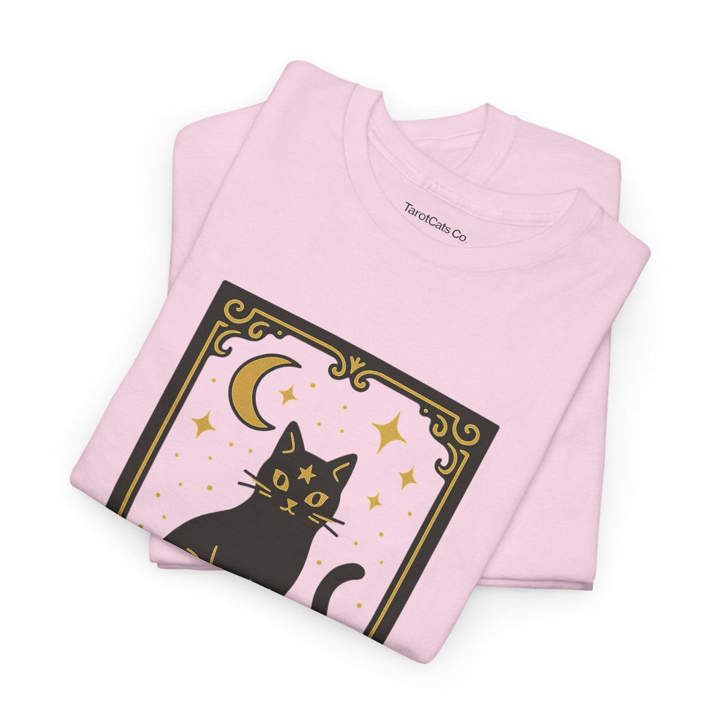 Vintage Black Cat Tee Unisex Heavy Cotton Tee With Celestial Backdrop Design For Cat Lovers And Astrology Enthusiasts - TarotCats Co.
