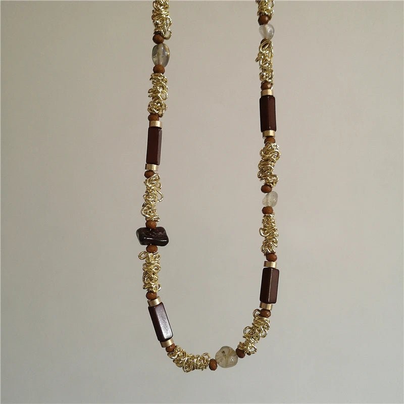 Vintage Leather Brown Stone Sun Pendant Necklace Unisex Jewelry For Men And Women - TarotCats Co.