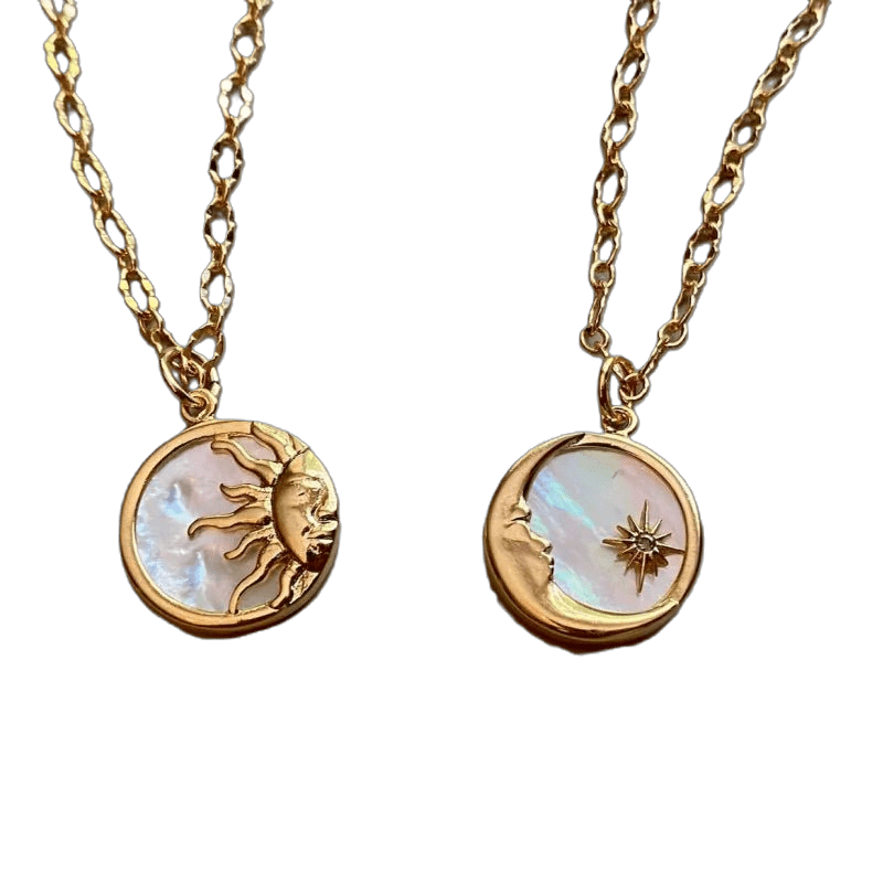 Vintage Sun and Moon Pendant Necklace for Women Celestial Jewelry Accessory Fashion Statement - TarotCats Co.